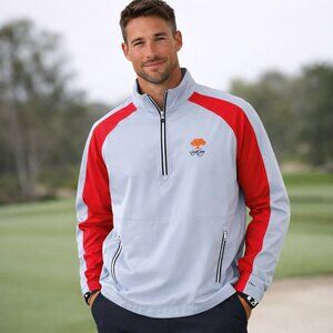 FootJoy Golf Quarter Zip Windbreaker Jacket Mens Med Gray Red